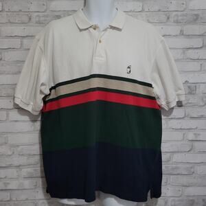 Vtg Anchor Bay Color Block Striped Shirt Y2K 90s Mens Polo XL